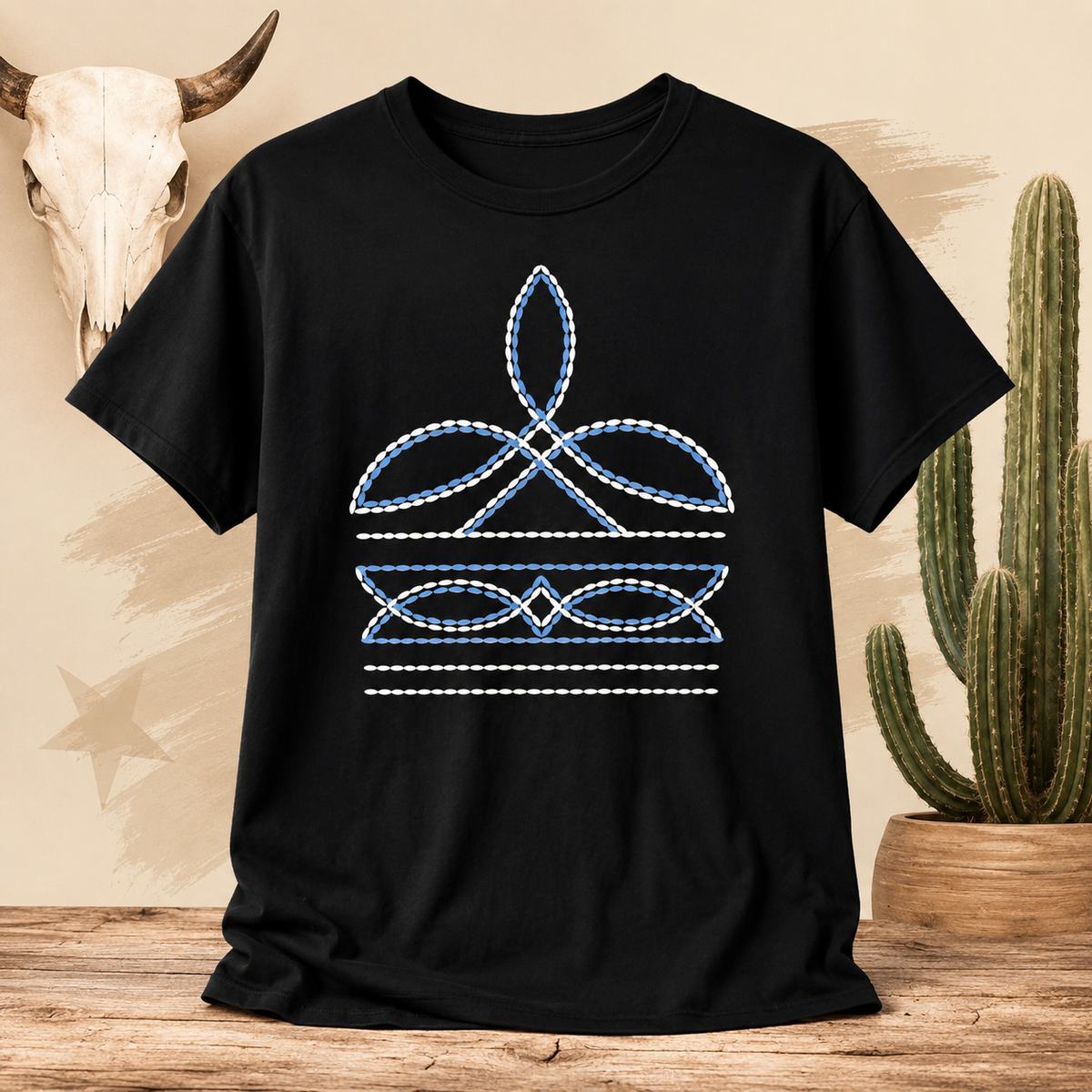Roped in Blue Western Tee