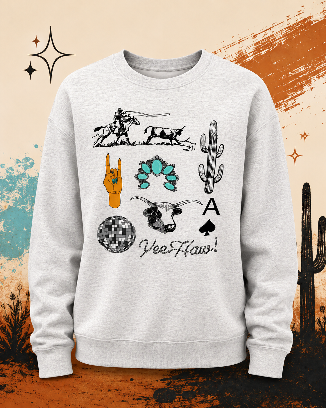 YeeHaw Western Icons Ash Grey Sweatshirt