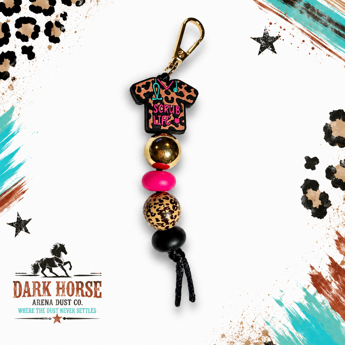 Scrub Life Leopard Beaded Bag Charm