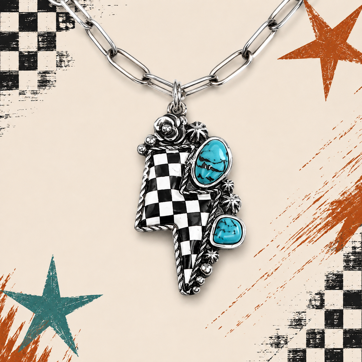Checkered Thunder Necklace
