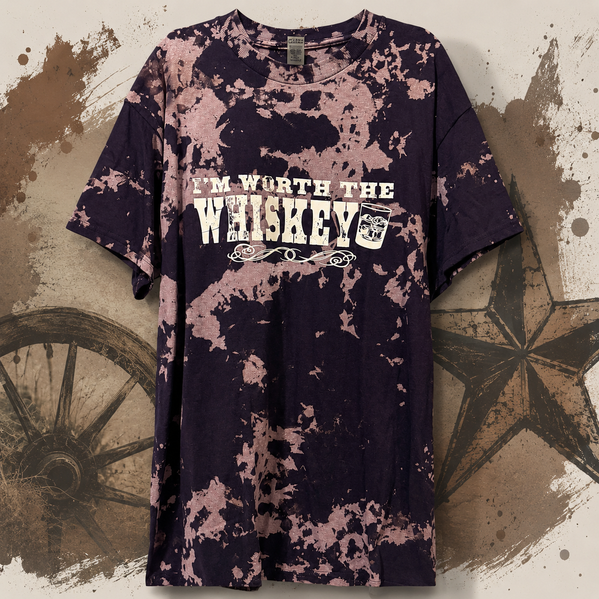 Worth the Whiskey Bleached Tee