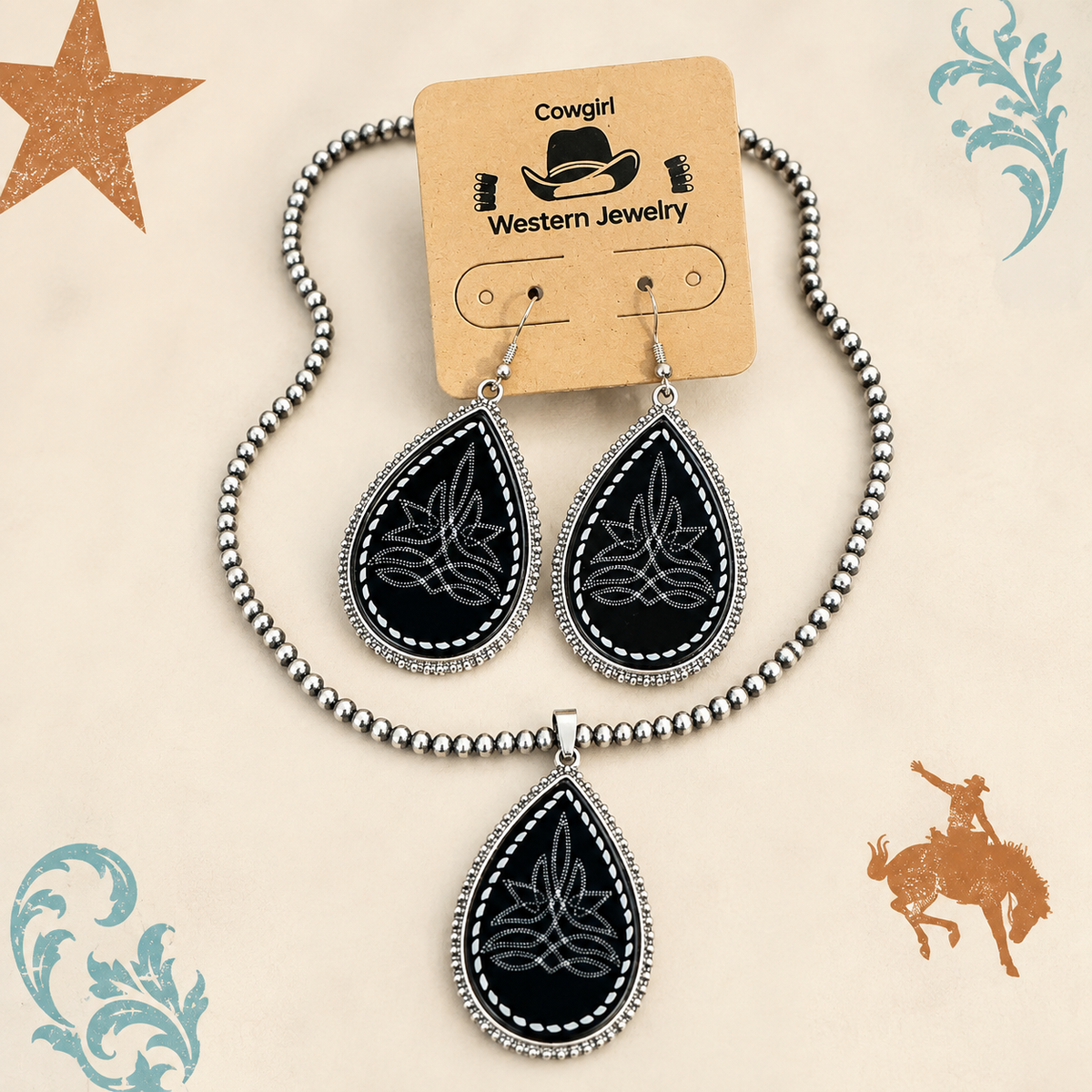 Black Velvet Rodeo Jewelry Set