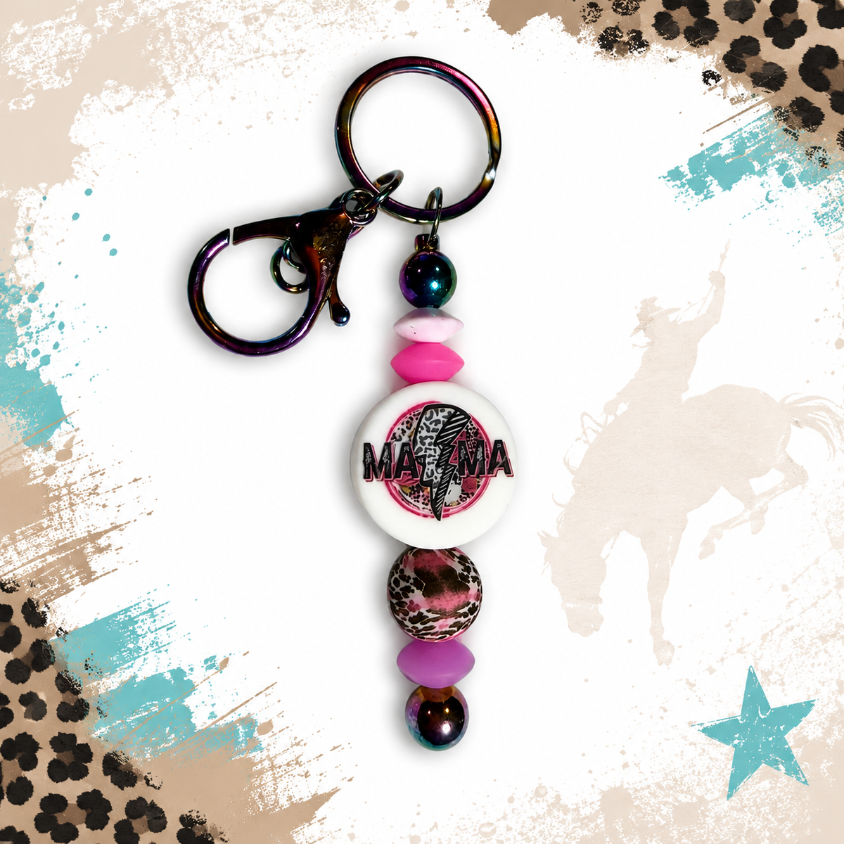 Mama Gone Wild Beaded Keychain