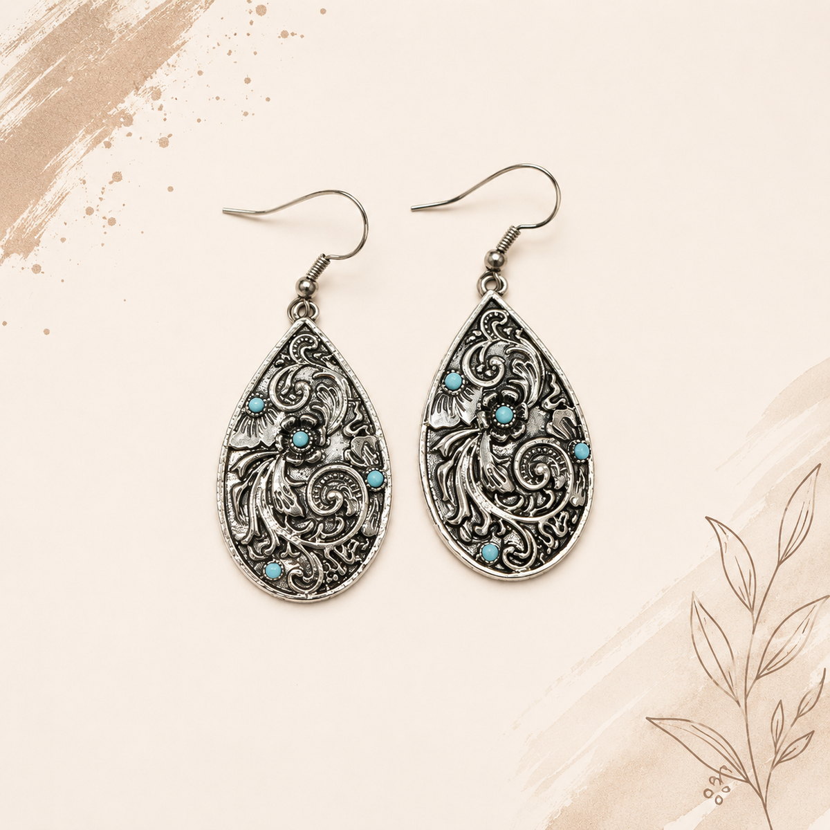 Silver Saddle Turquoise Earrings