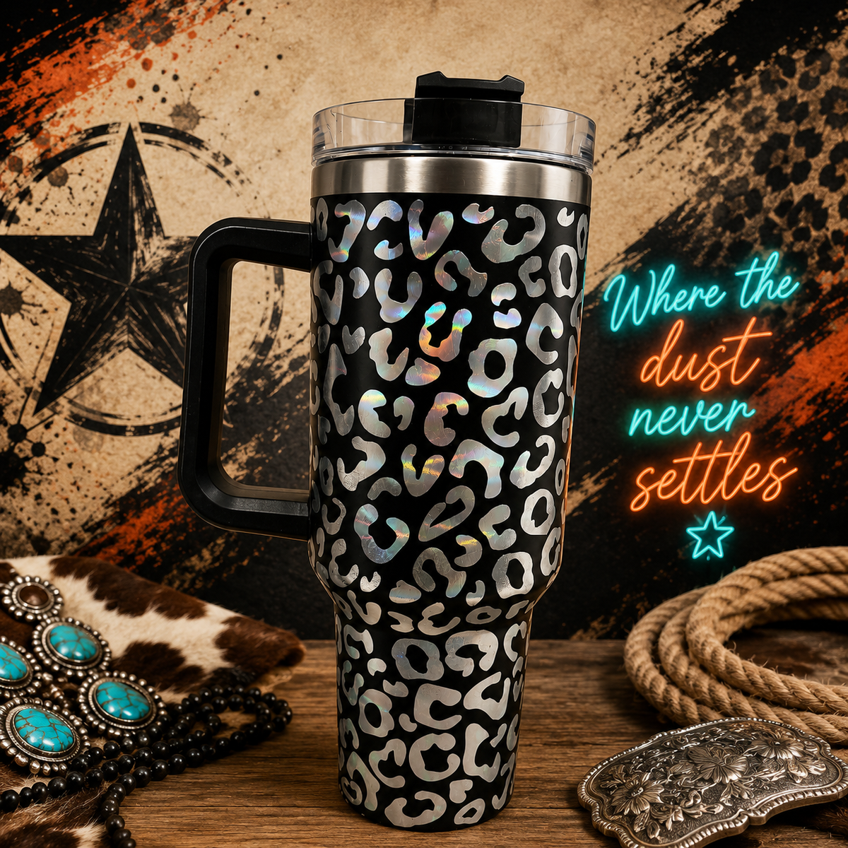 Silver Spur Leopard Tumbler