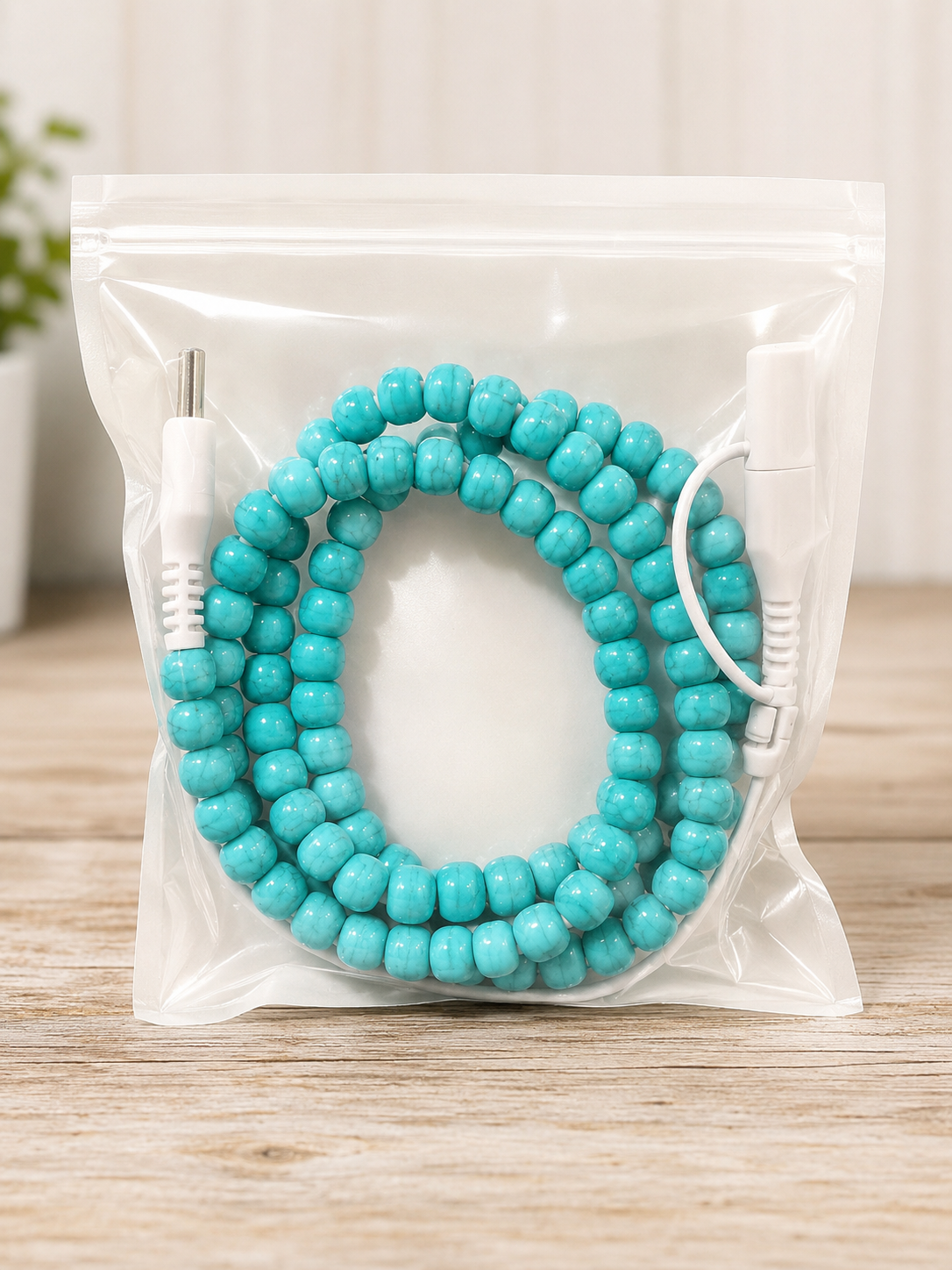Turquoise Beaded Dual Charging Cable