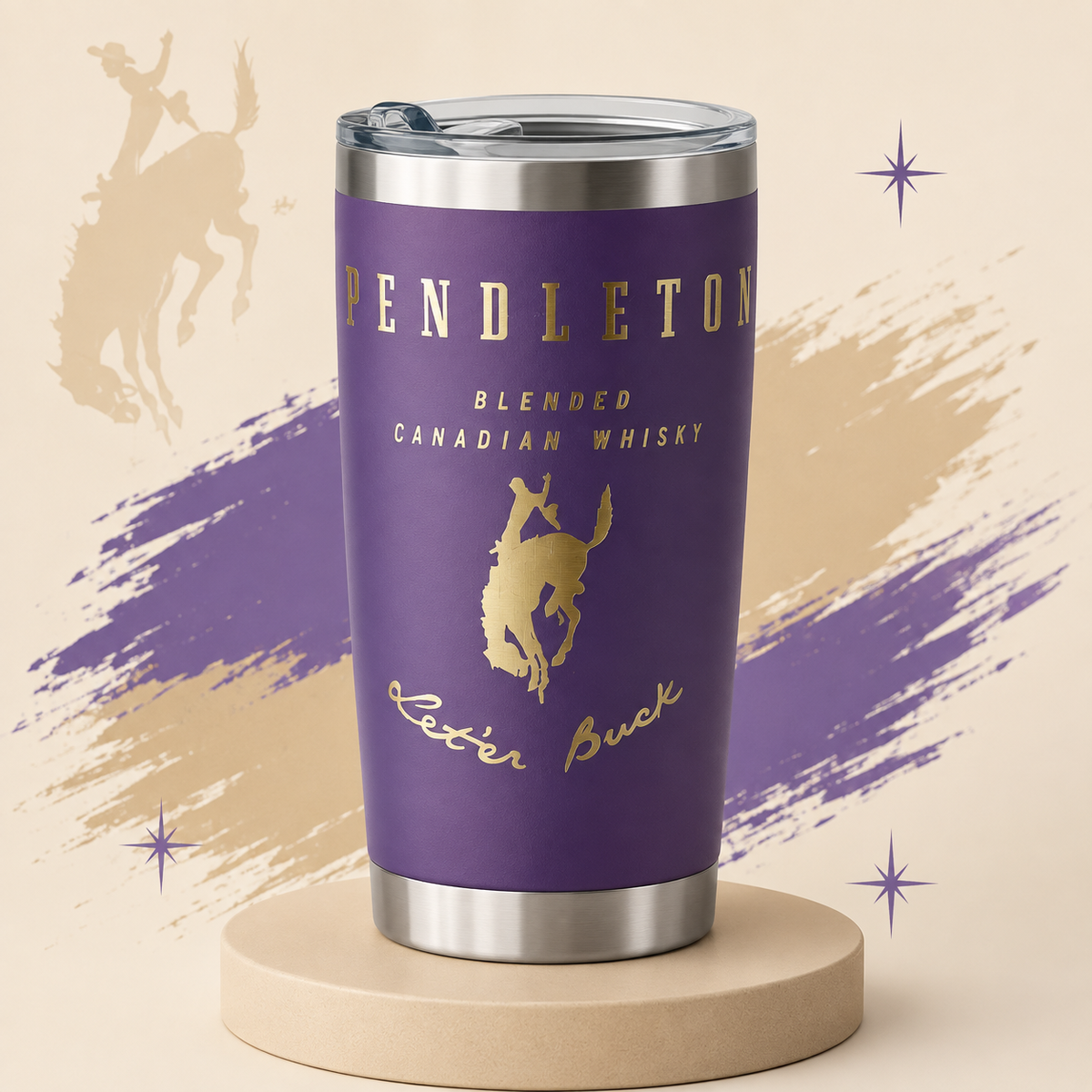 Let’er Buck Purple Pendleton Western Tumbler