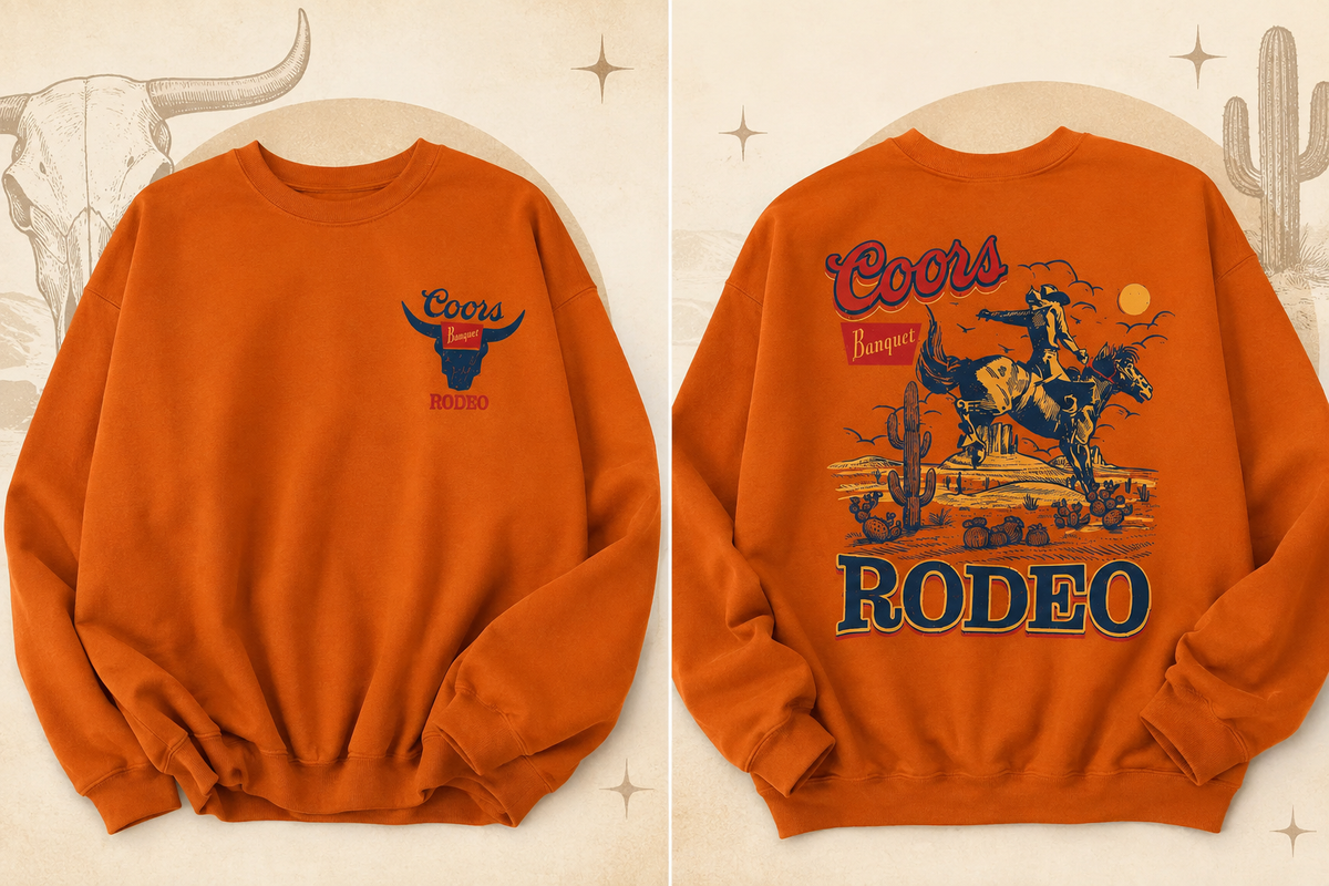 Coors Rodeo Burnt Orange Front & Back Sweatshirt