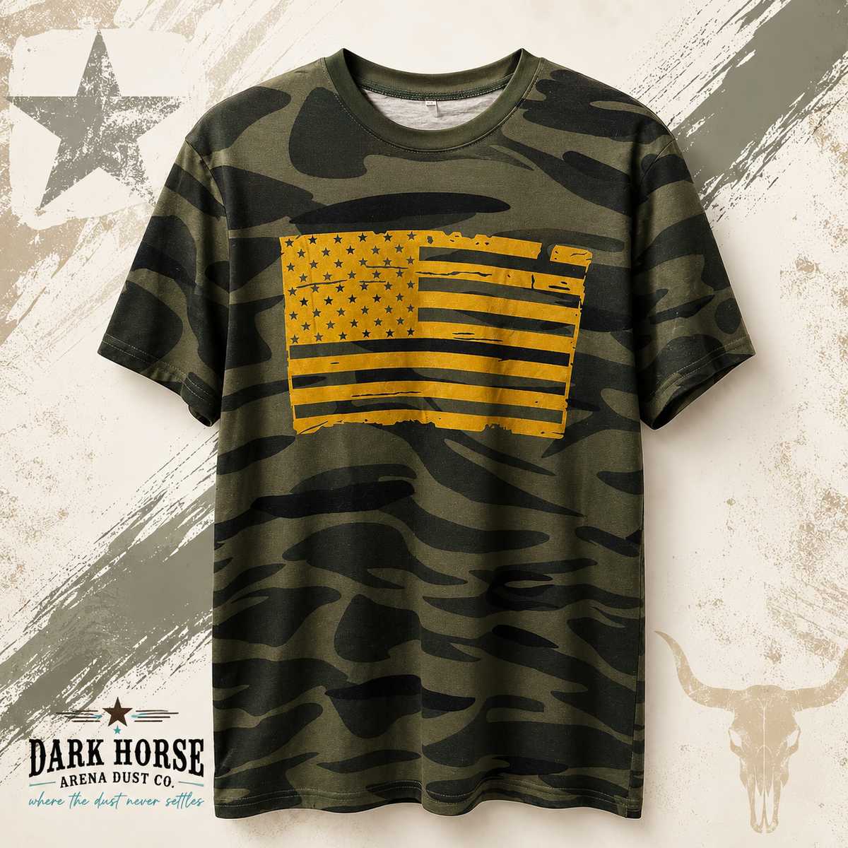 Distressed American Flag Camo Tee