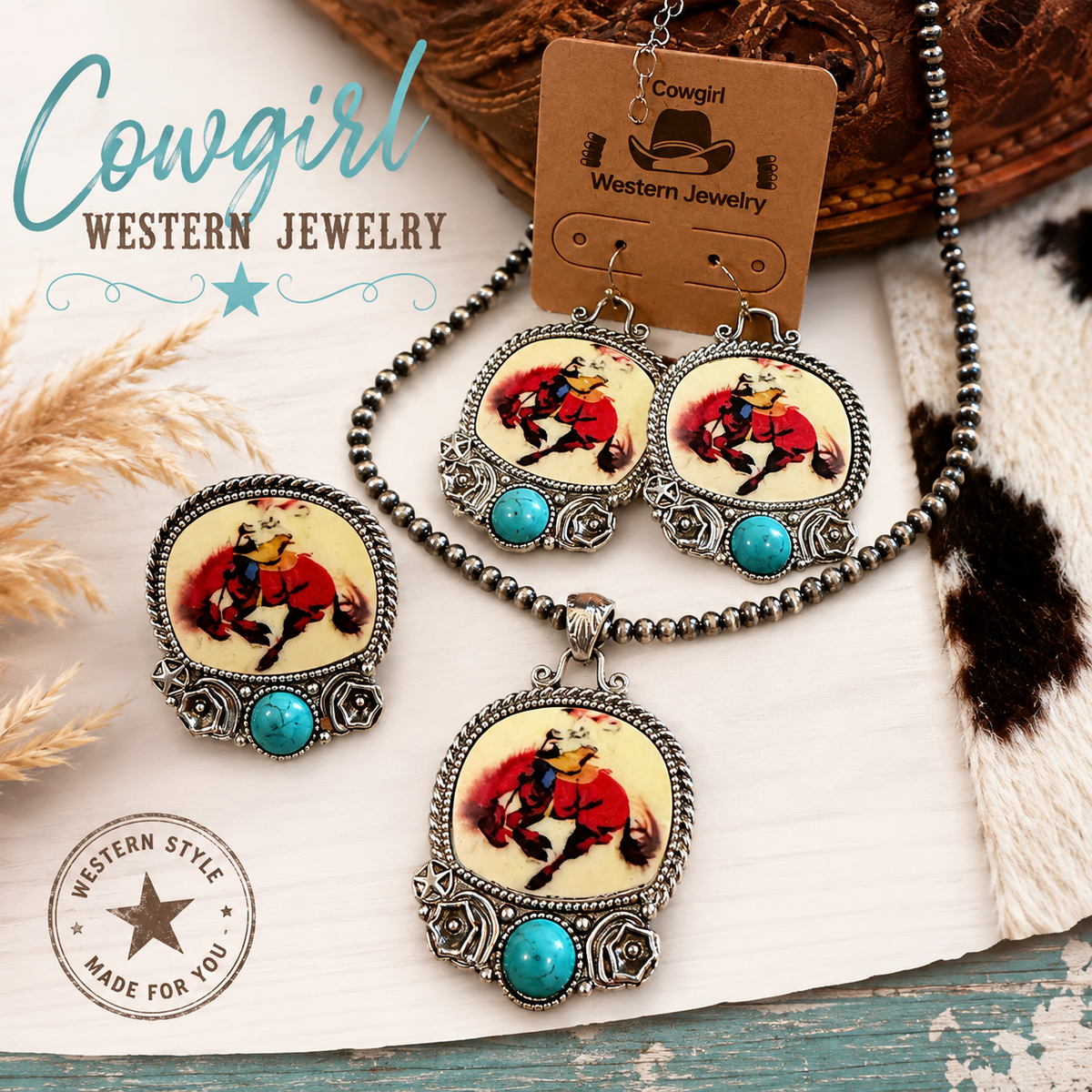 Buckin' Wild Turquoise Western Jewelry Set