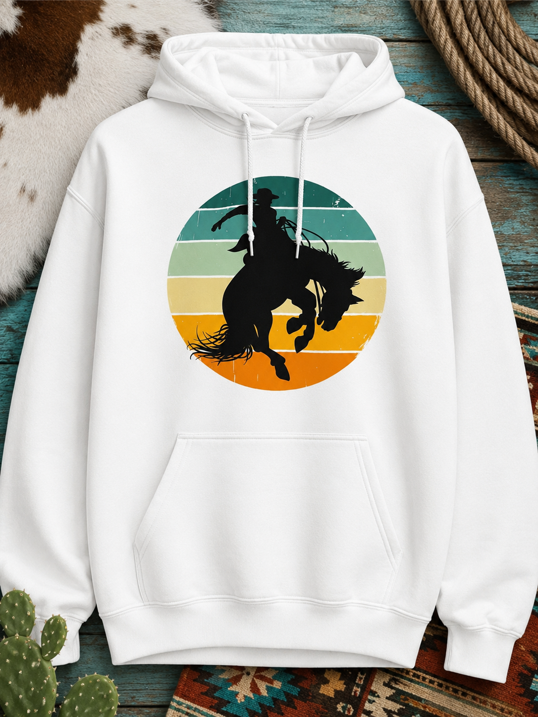 Sunset Bronco Western Hoodie
