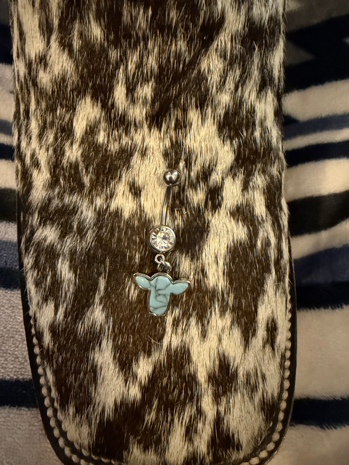 Turquoise Longhorn Dangle Belly Ring
