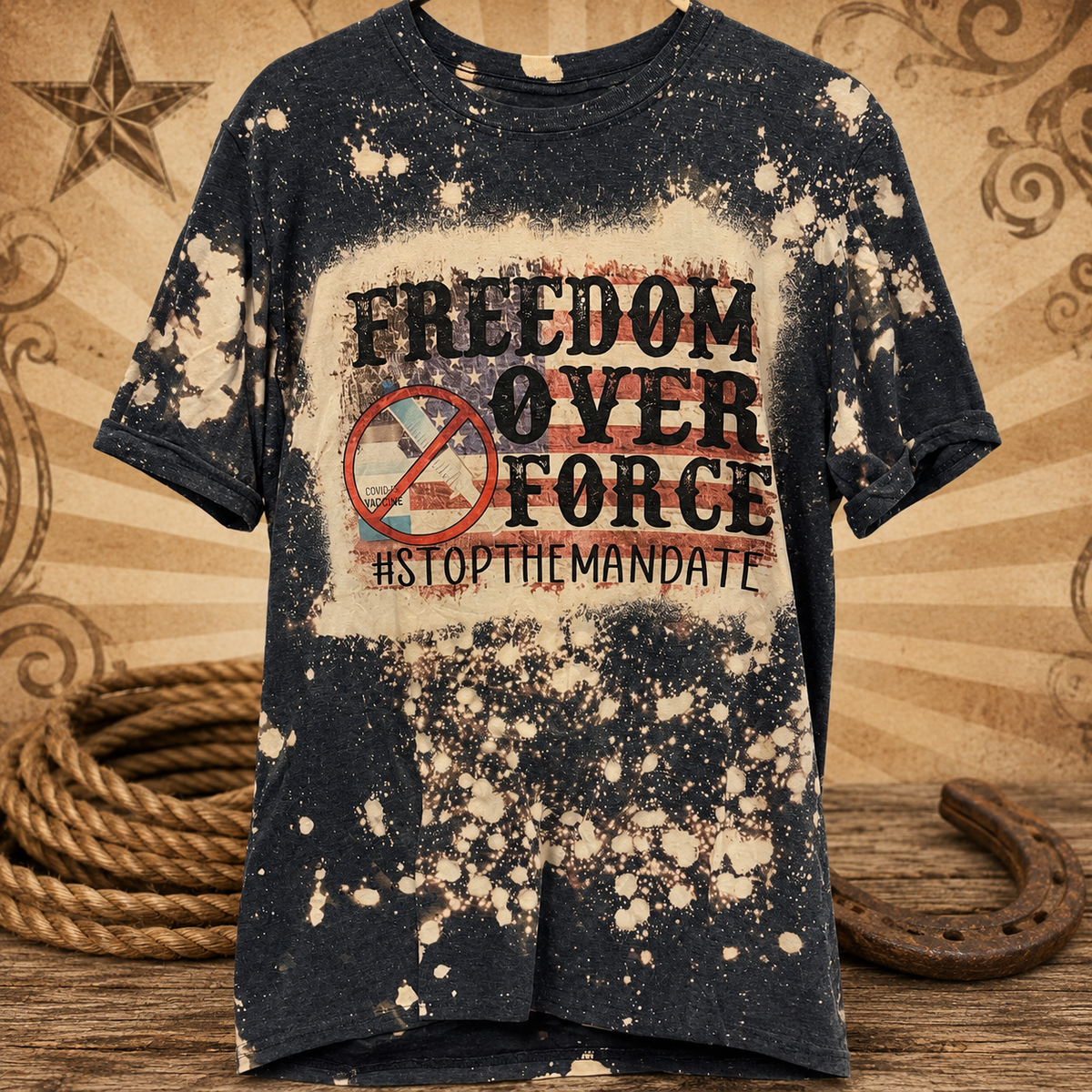 Freedom Over Force Bleached Graphic Tee
