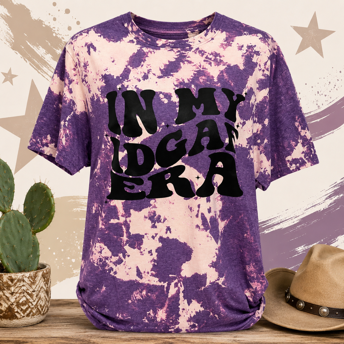 In My IDGAF Era Purple Bleached Graphic Tee