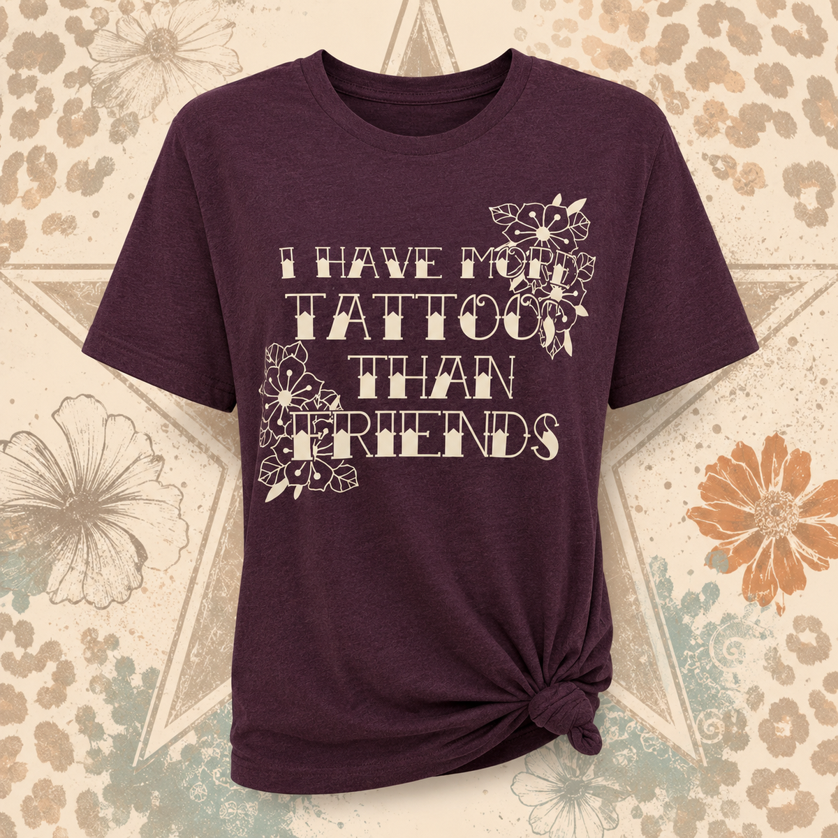More Tattoos Than Friends Plum Graphic Tee