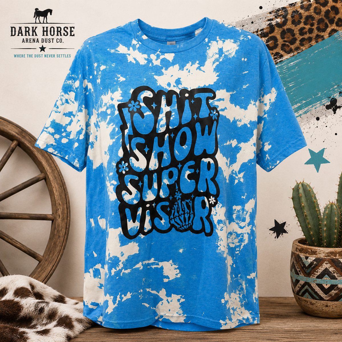 Shit Show Supervisor Blue Bleached Tee