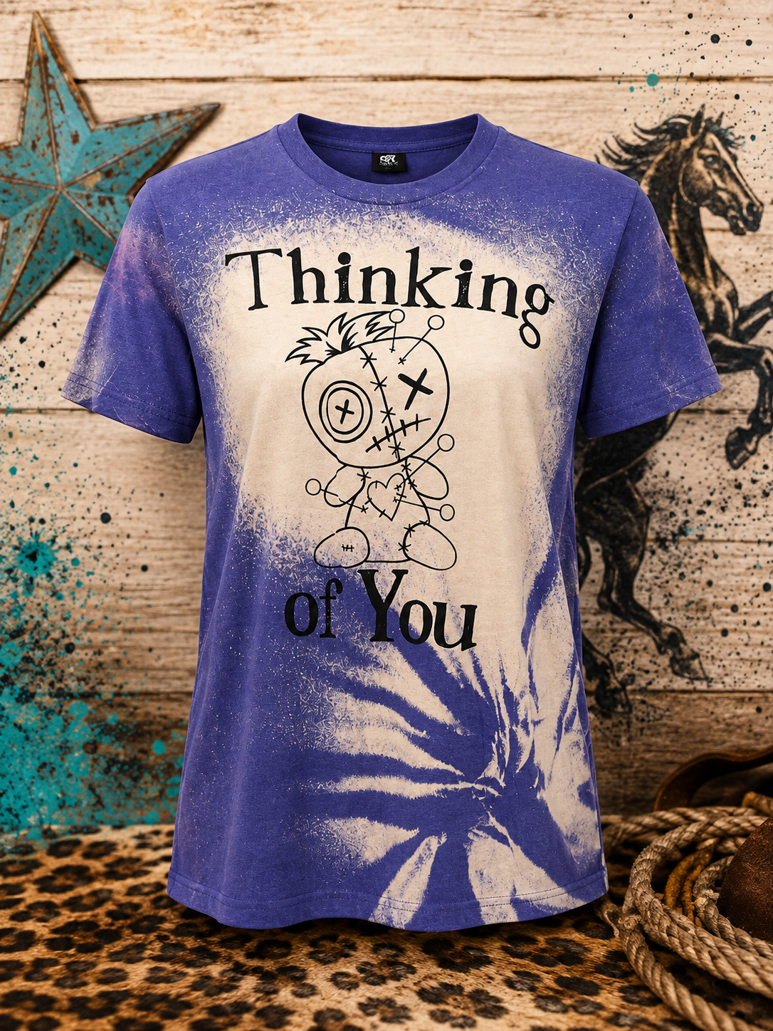 Thinking of You Purple Bleached Graphic Tee