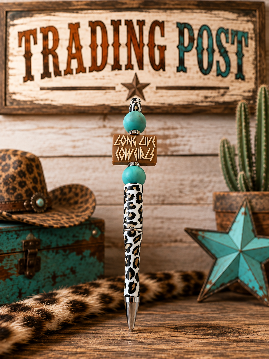 Long Live Cowgirls Leopard Beaded Pen