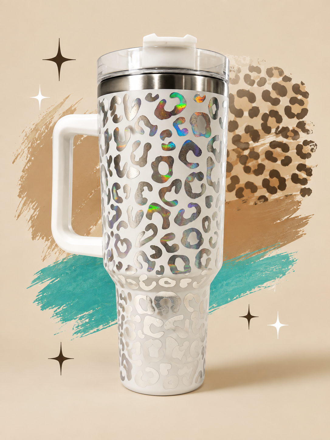 White Lightning Leopard Tumbler