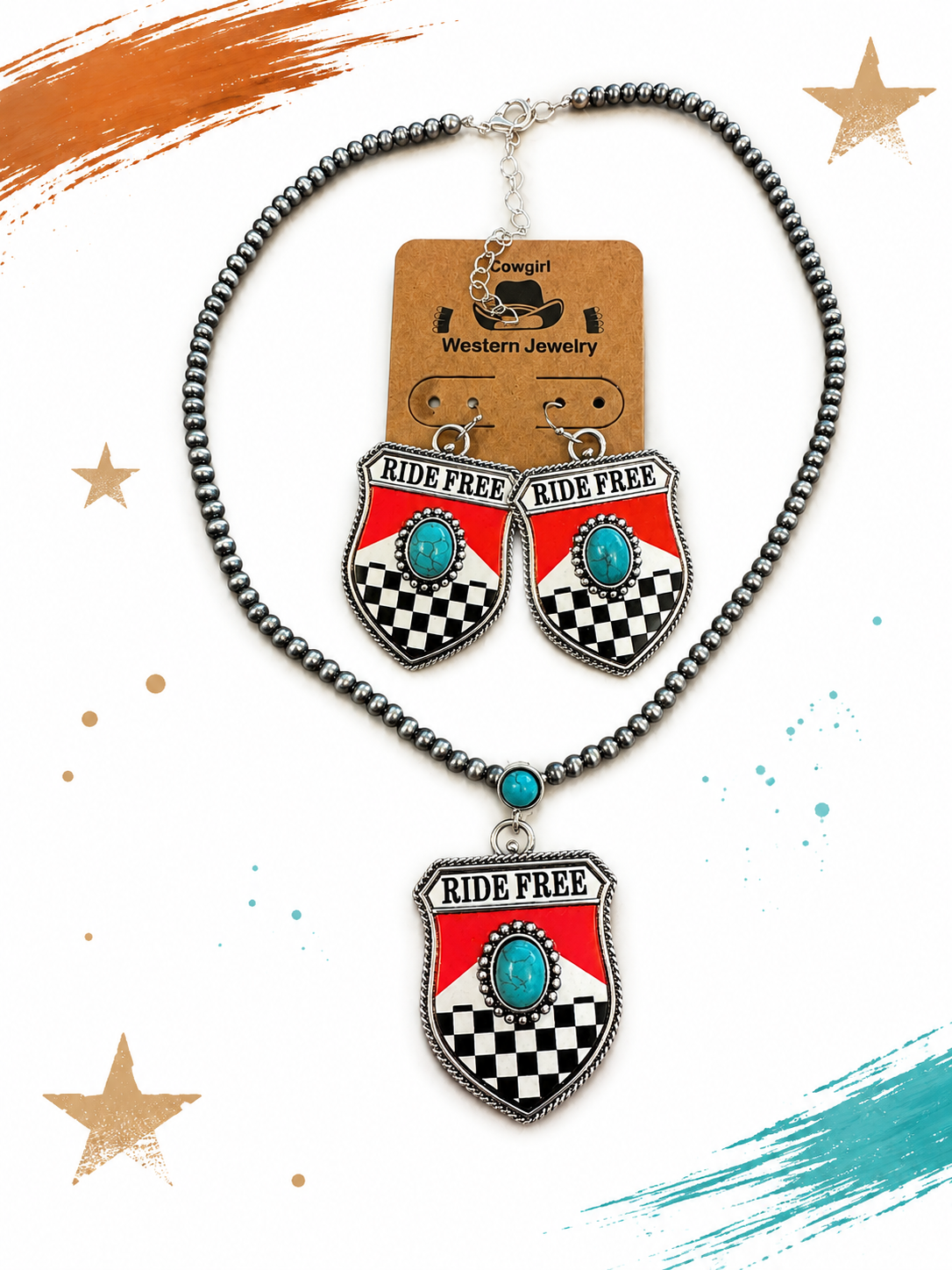 Ride Free Checkered Jewelry Set