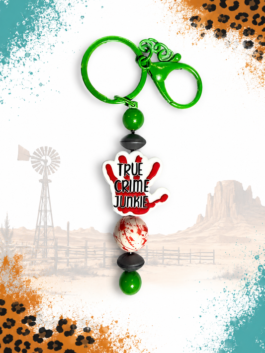 Crime Scene Cowgirl Beaded Keychain