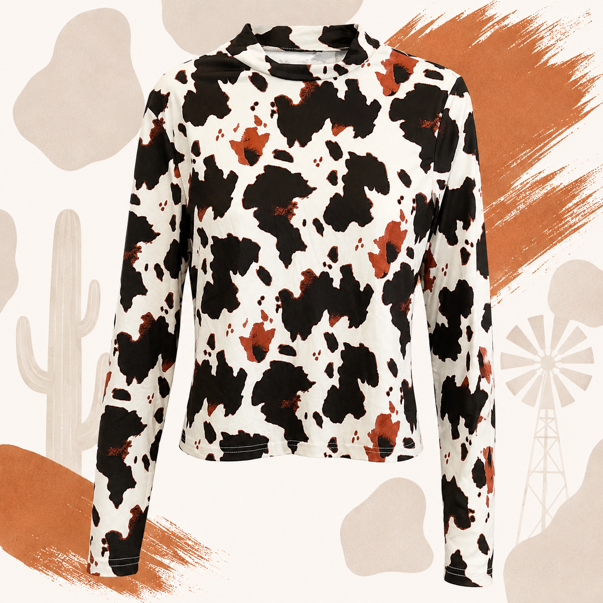 Cowhide Rebel Mock Neck Top