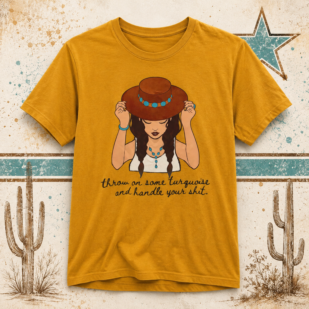Turquoise & Handle Your Shit Tee
