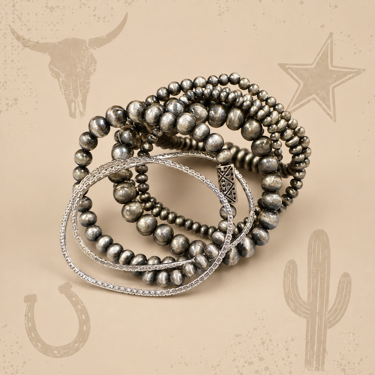 Silver Spur 7-piece Bracelet Stack