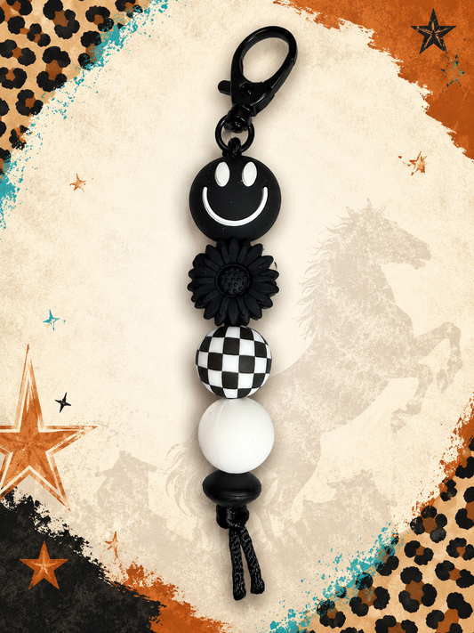 Blacktop Smiles Beaded Bag Charm