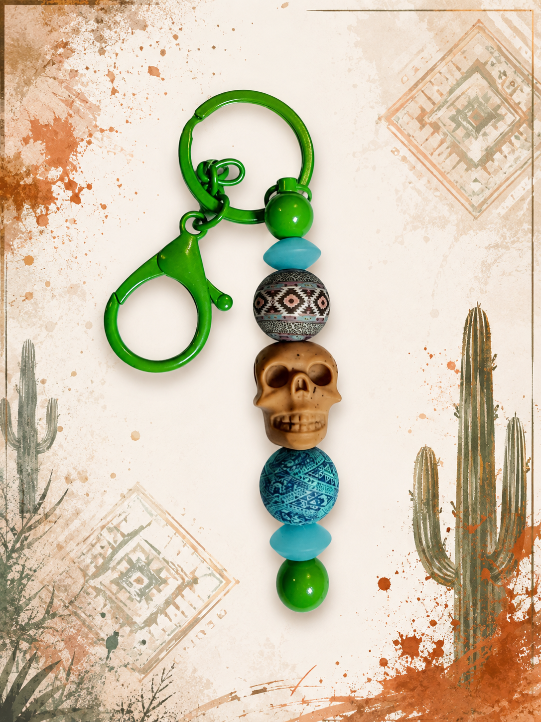 Desert Bones Beaded Keychain