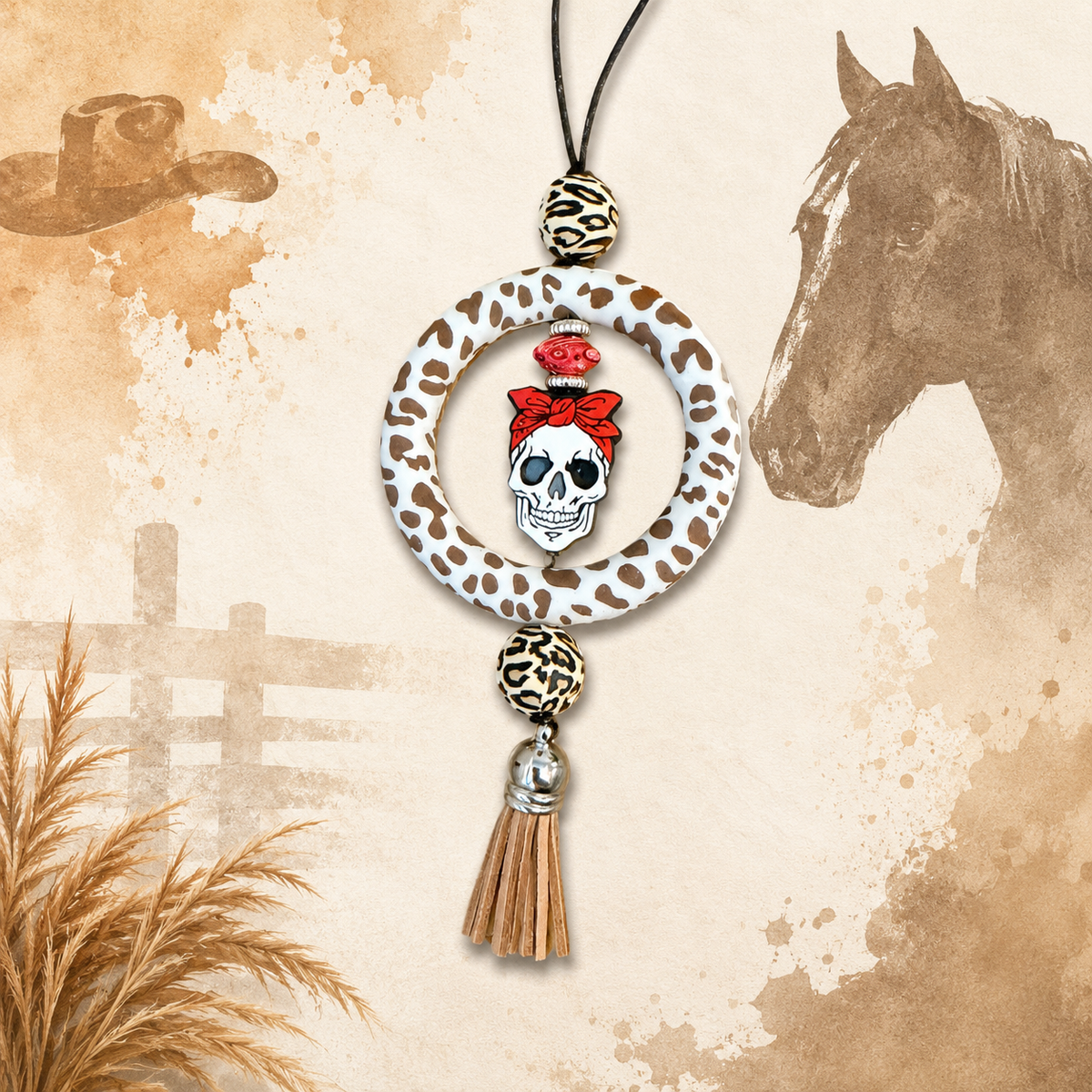 Bandana Bones Rearview Mirror Hanger
