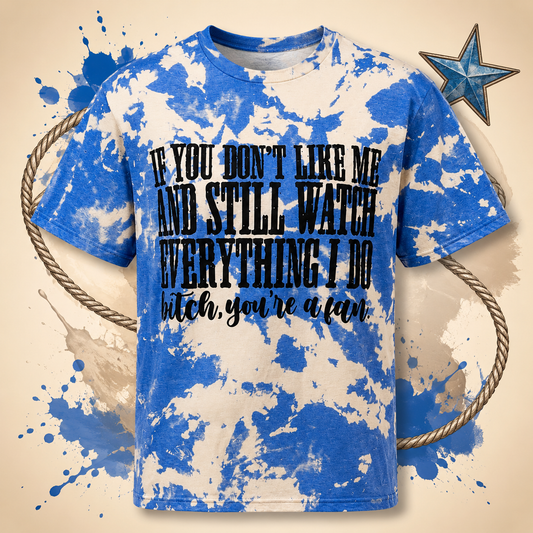 Watch Me Anyway Blue Bleached Graphic Tee