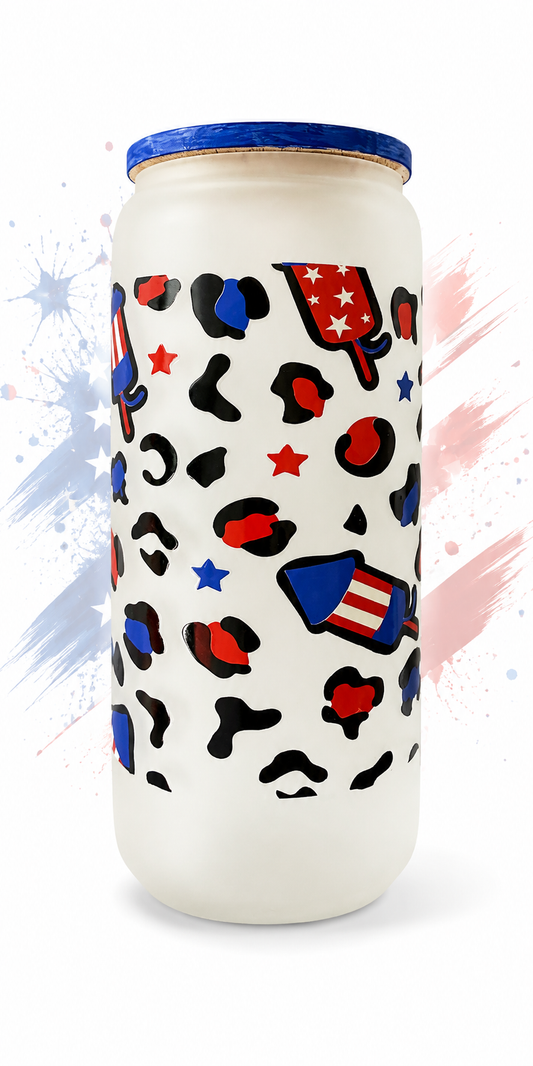 Firecracker Leopard Glass Tumbler