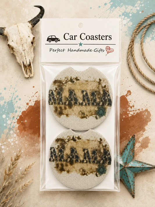 Mama Tried Wildflower Car Coaster Set