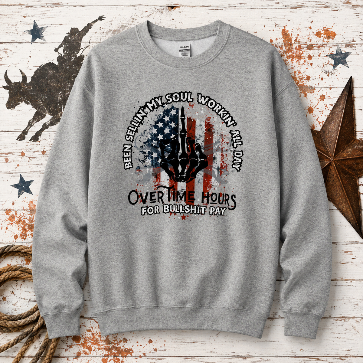 Overtime Hours Patriotic Graphic Sweatshirt