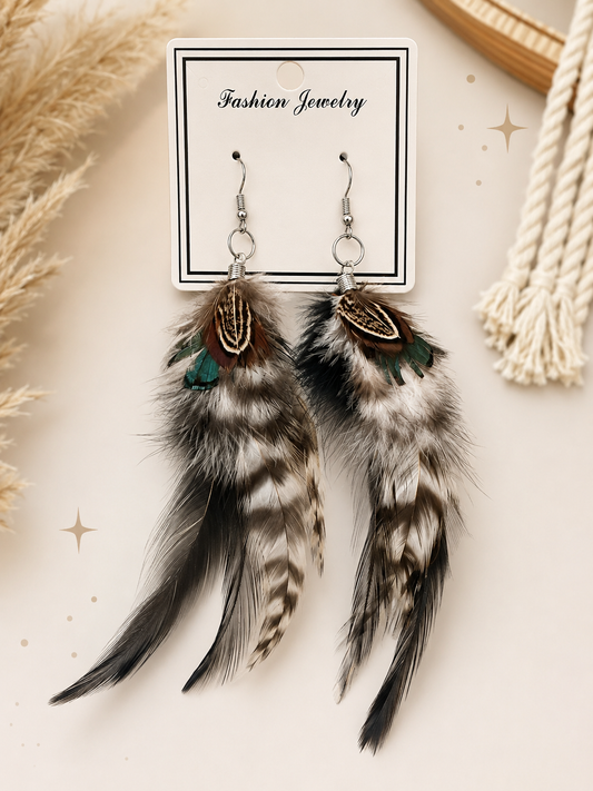 Midnight Mustang Feather Earrings