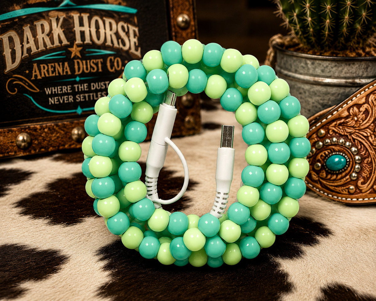 Green & Lime Beaded Dual Charging Cable