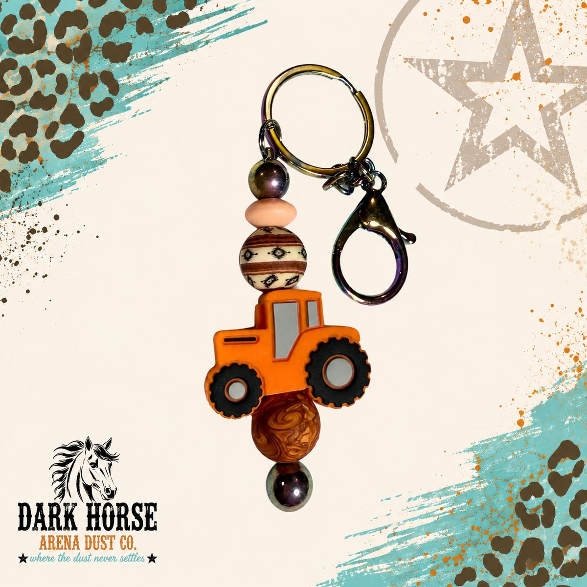 Tractor Trails Beaded Bag Charm