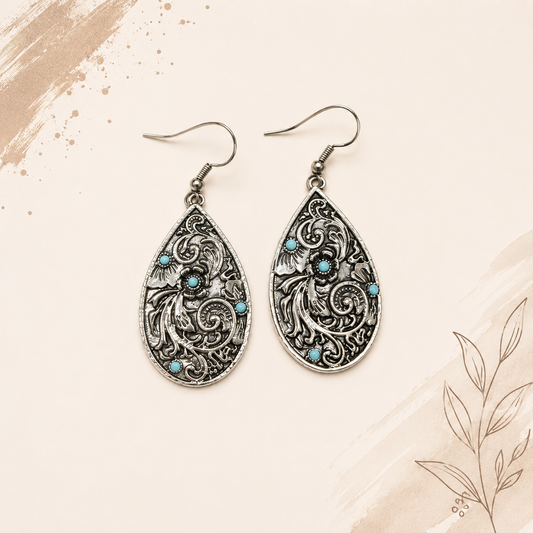 Silver Saddle Turquoise Earrings