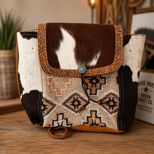 Turquoise Trail Cowhide Backpack