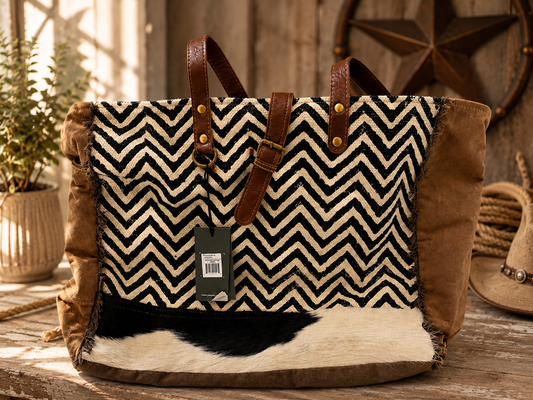 Black Diamond Cowhide Weekender Bag - Imperfect