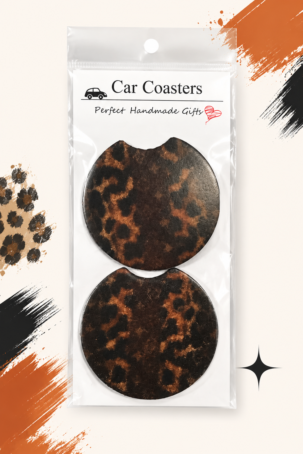 After Dark Leopard Car Coaster Set