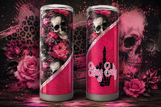 Stay Salty Skull & Roses Tumbler