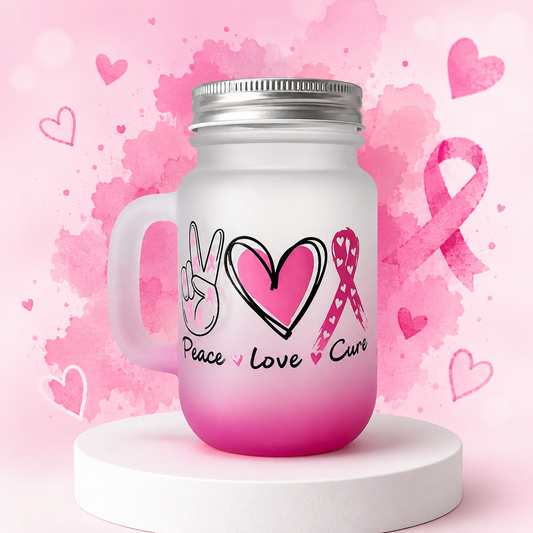 Peace, Love & Hope Glass Mason Jar