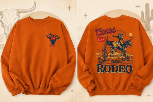 Coors Rodeo Burnt Orange Front & Back Sweatshirt