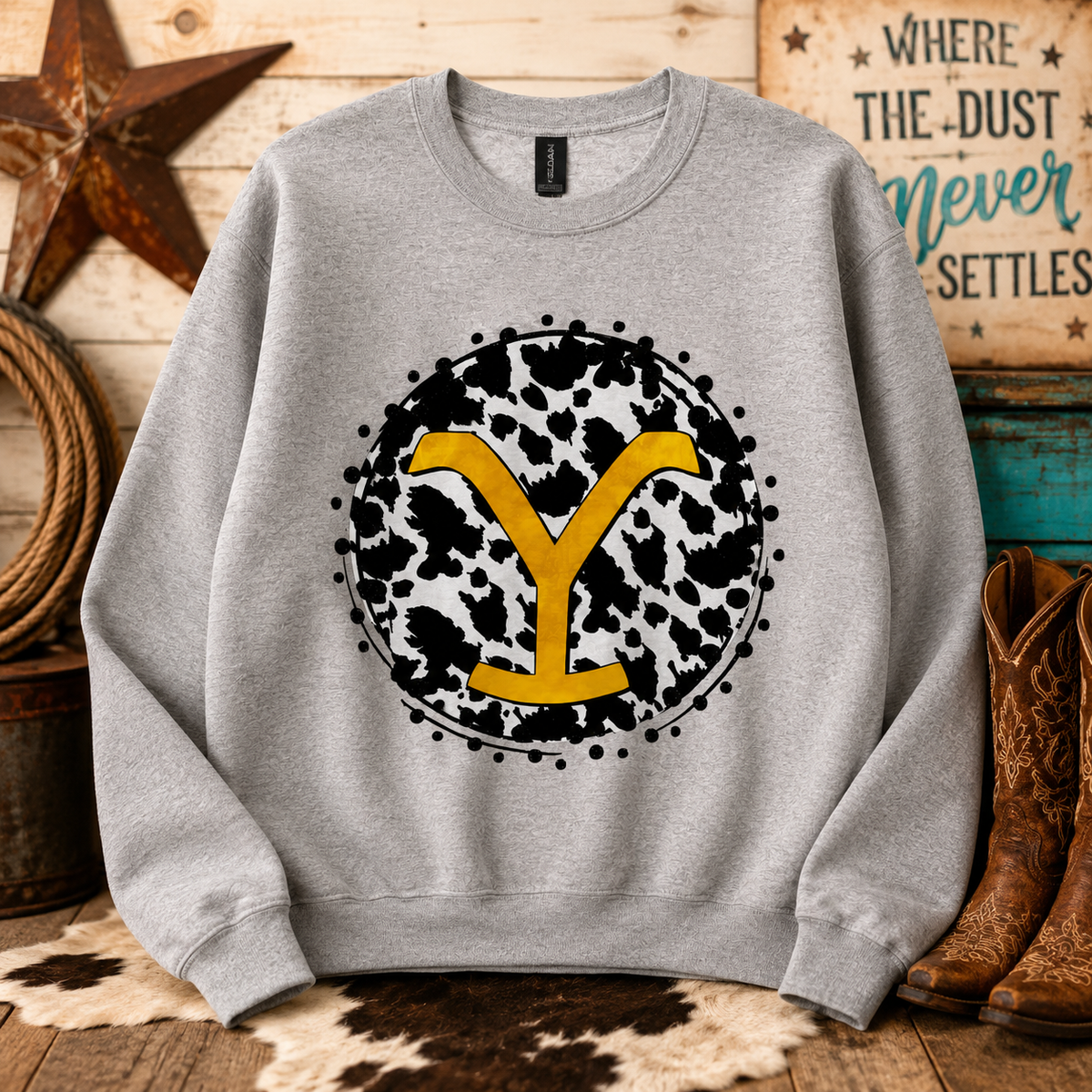 Yellowstone Cow Print Graphic Sweatshirt