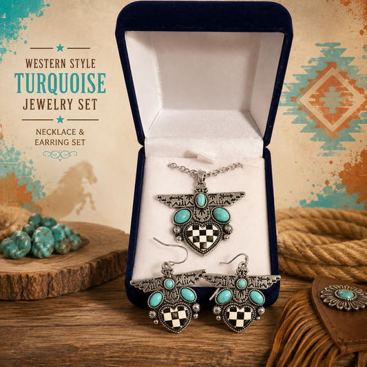 Thunderbird Checkered Heart Jewelry Set