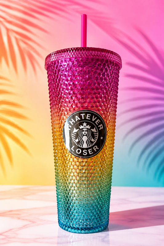 Whatever Loser Rainbow Studded Tumbler