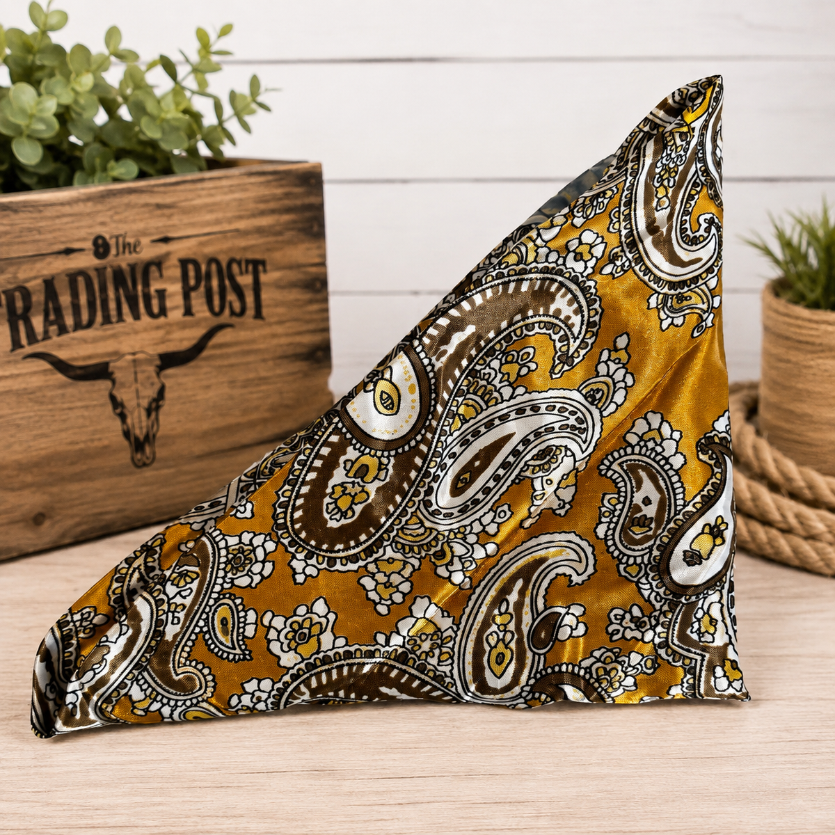 Golden Spur Paisley Silk Scarf