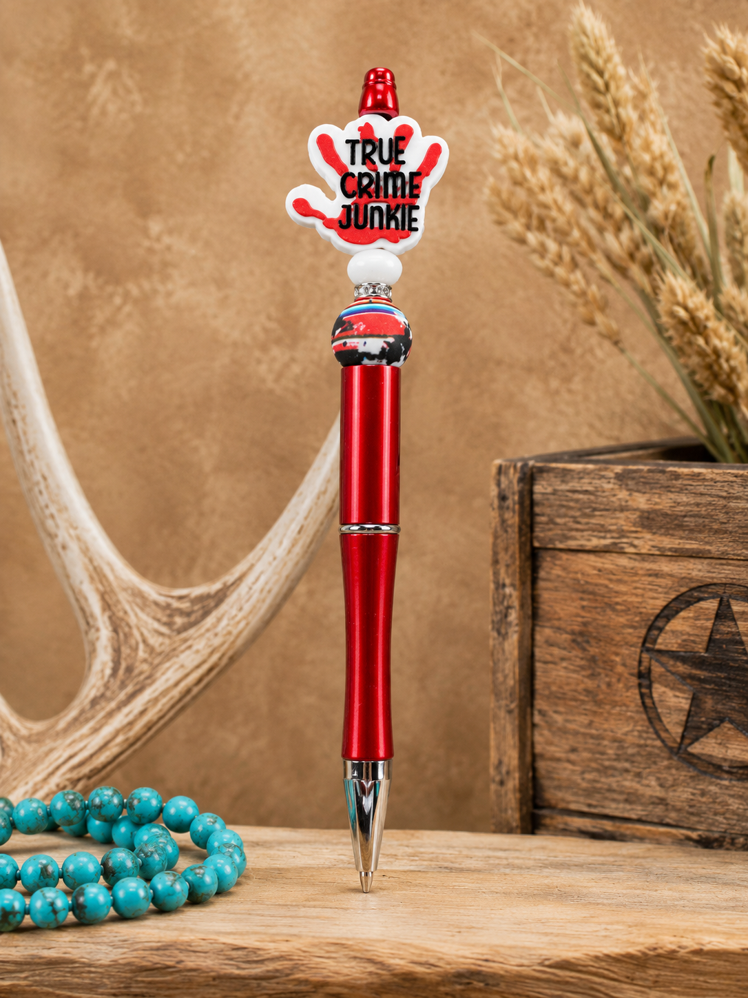 True Crime Junkie Beaded Pen